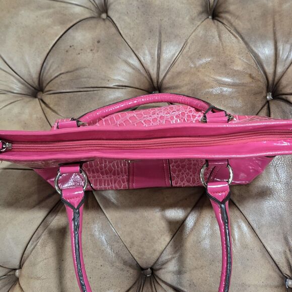 U.S. Polo Assn. Pink Croc Embossed Mischief Tote Bag Y2K Top Handle Satchel - Picture 5 of 7
